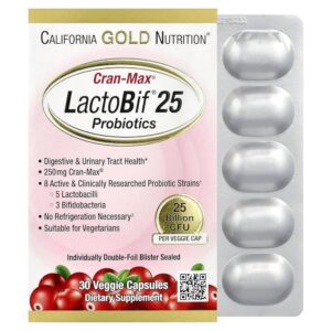 81ZaHUhqWjL._UF10001000_QL80_.jpg California Gold Nutrition CranMax LactoBif Probiotics, 25 Billion CFU, 30 Veggie Capsules