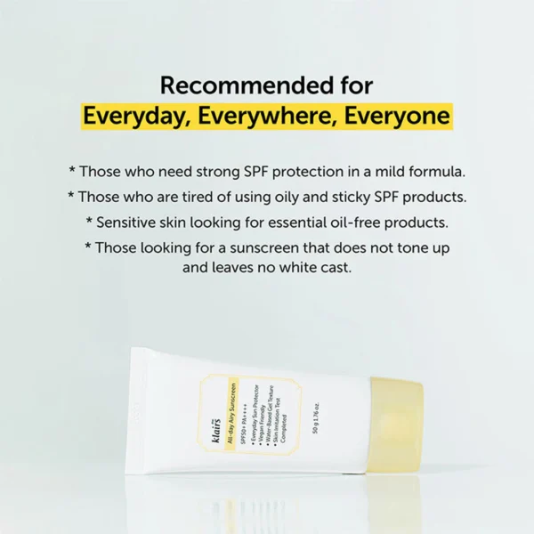 Klairs All day Airy Sunscreen SPF50+PA++++, 50 ml