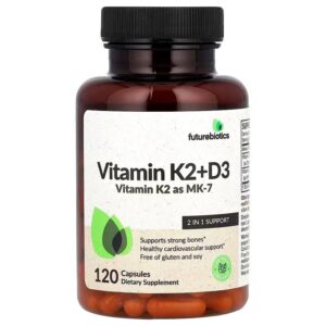 FUTUREBIOTICS-VITAMINE-K2-D3.jpg Futurebiotics Vitamin K2 + D3, 120 Capsules