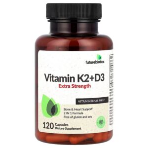 FUTUREBIOTICS-VITAMINE-K2-D3-EXTRA.jpg Futurebiotics Vitamin K2 + D3, Extra Strength, 120 Capsules