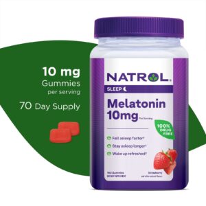 ml7d5b.jpg Natrol Melatonin 10mg, Dietary Supplement for Restful Sleep, 140 Strawberry-Flavored Gummies