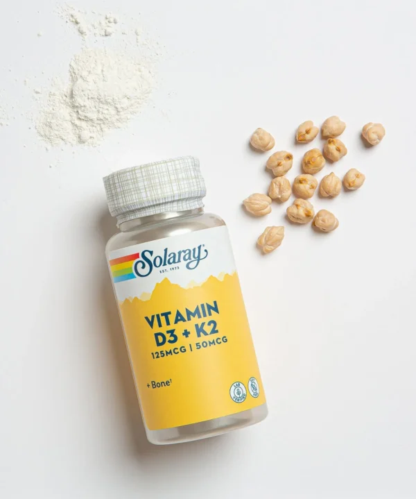 vitamind3_K2_1946x.webp Solaray Vitamine D3 + K2 125mcg/50mcg 60 Veg Capsules